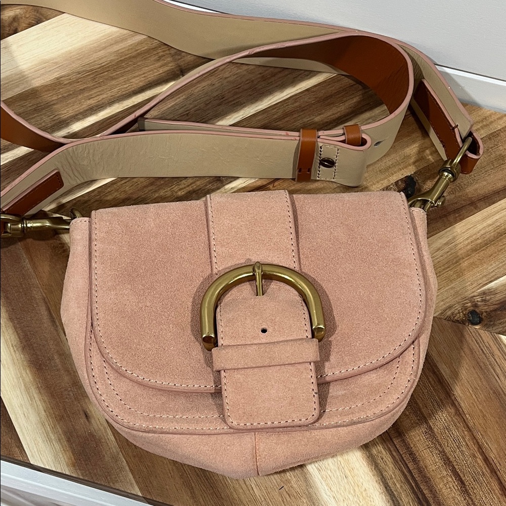 J Crew Pink Suede Crossbody Bag